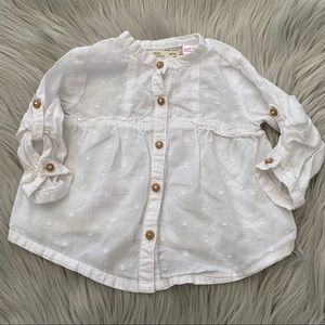 ZARA White Polka Dot Button Up 9-12 Months